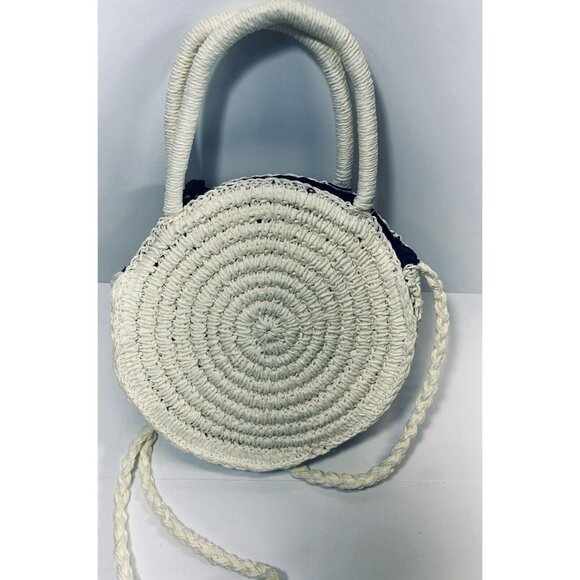 NWT Wonder Small Natural Woven Straw Round Crossbody Shoulder Bag Purse - Picture 8 of 9